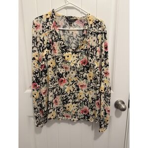 Lauren Ralph Lauren Women's Bright Colorful Floral Blouse Size‎ Large